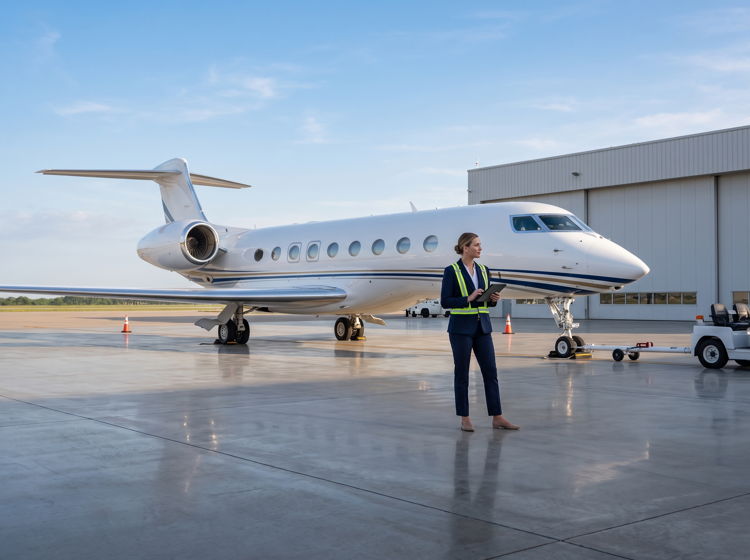 Aerxia operations specialist supervising aircraft ground support