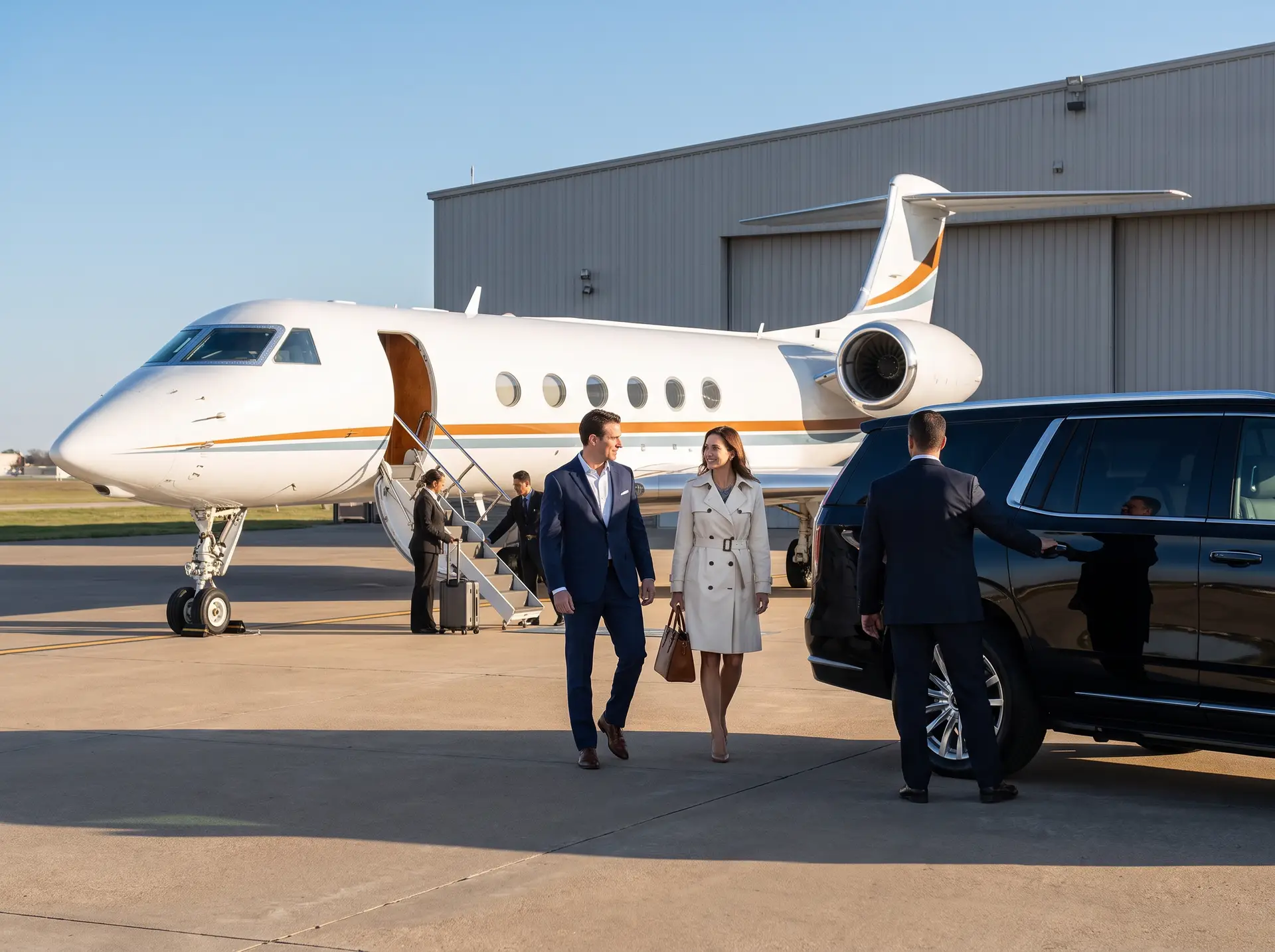 Executive ground transportation coordinated for a private aviation mission