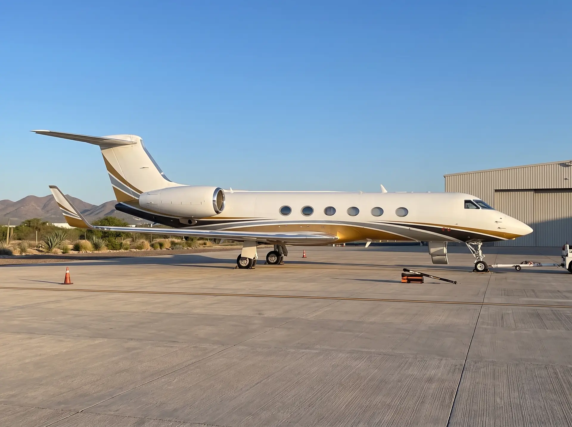 Business jet prepared for an international overflight mission