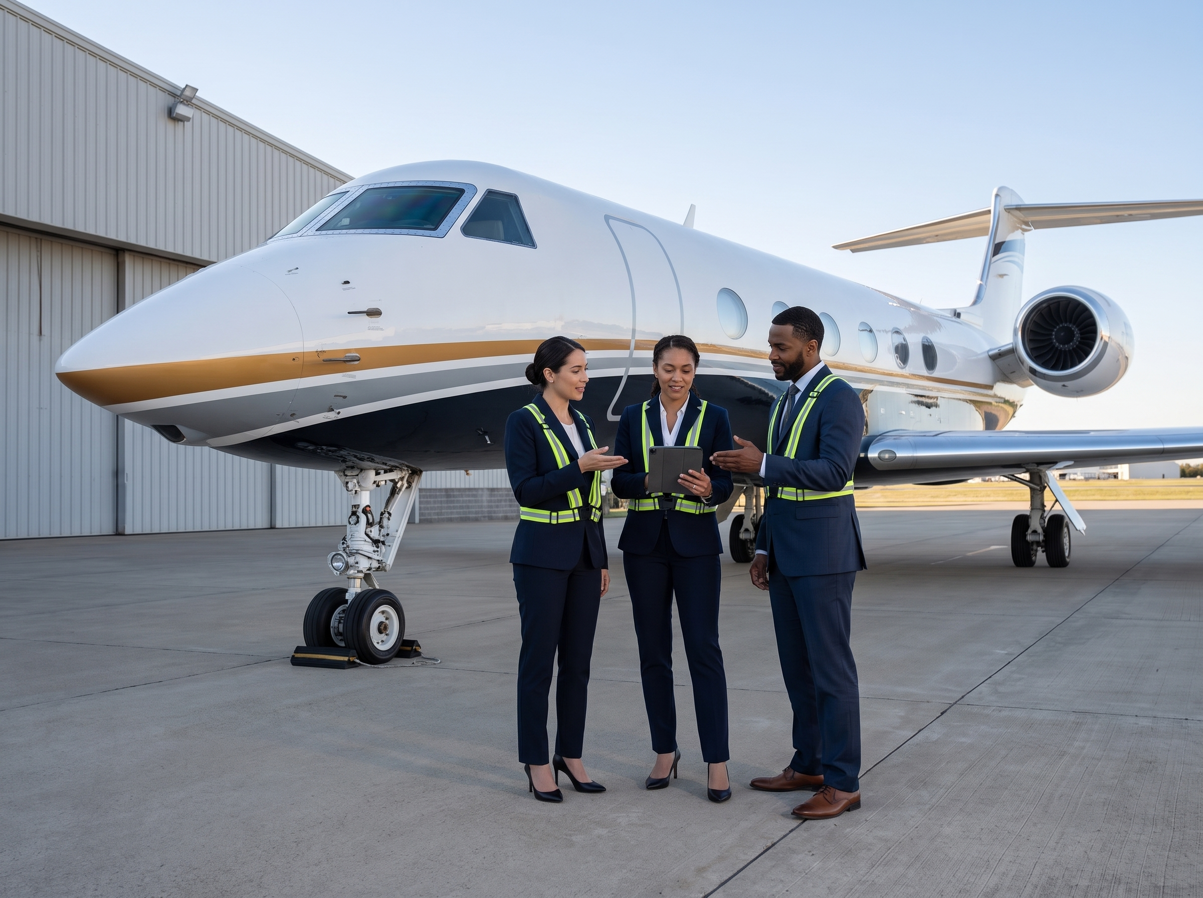 Aerxia ground operations team supporting an executive aircraft
