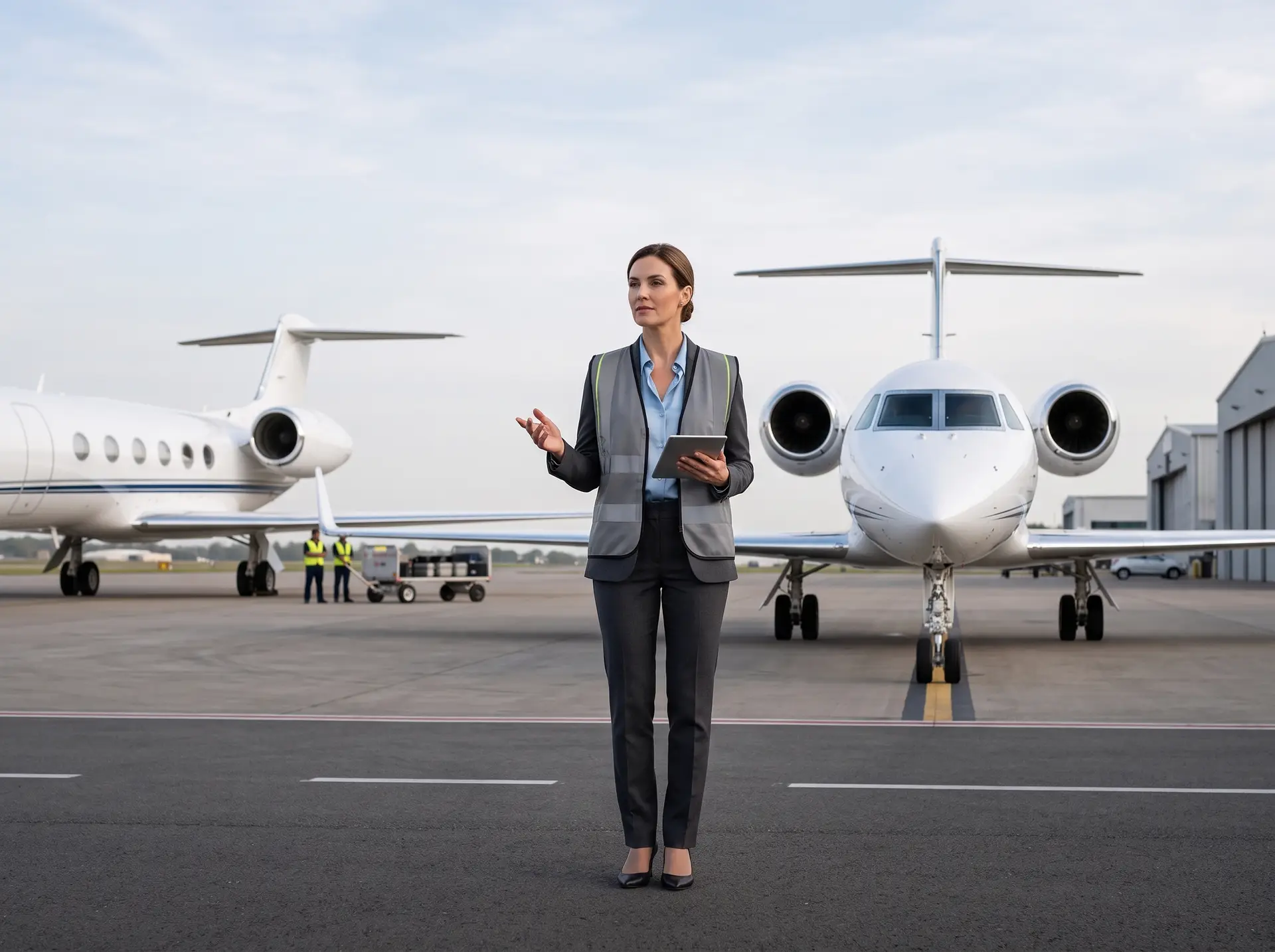 Aerxia flight support professional coordinating a business aviation mission